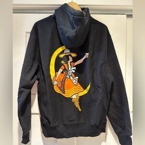 Miller Highlife Girl on the Moon Black Hooded Sweatshirt Size Medium